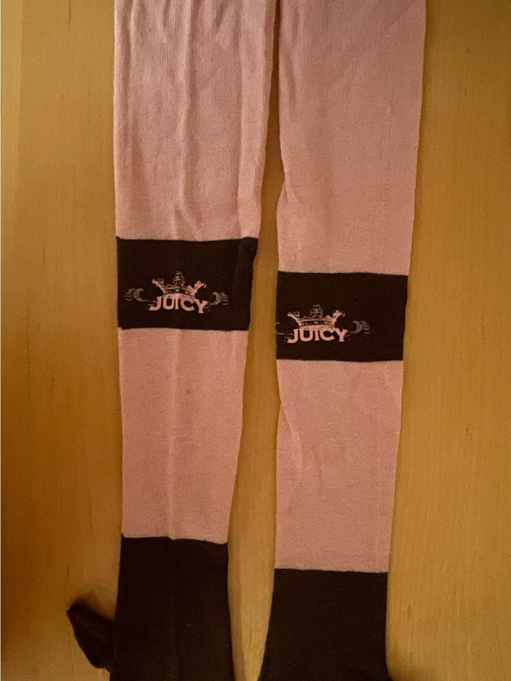Vintage Y2K Juicy Couture Pink Black Long Fingerless Arm Warmers Gloves OS